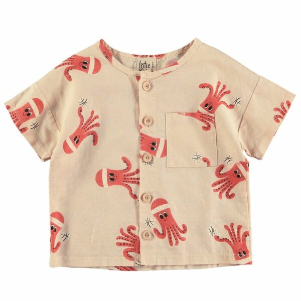 Leinenbluse 'Octopuses' Lötiekids (Latte)