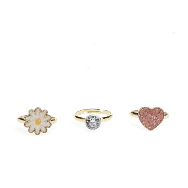Set mit drei Glitzerringen 'Heart & Flower' – Bild 2