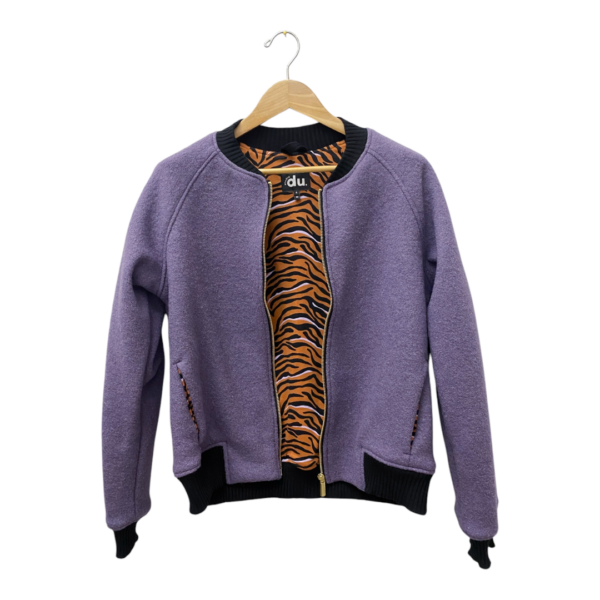 Bomberjacke Wollwalk lila Zebra Rost